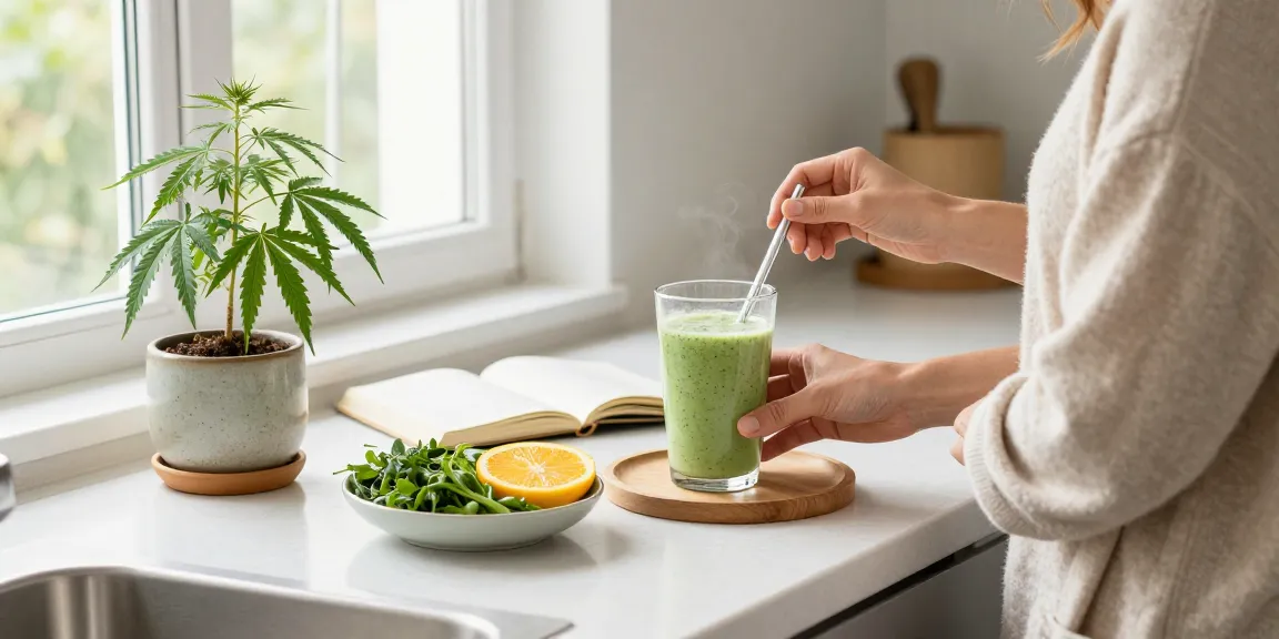 Buy weed online for premium CBD oil and organic wellness products in a bright kitchen.